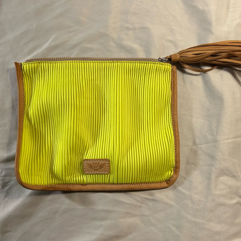 Yellow and Tan Women's Clutch